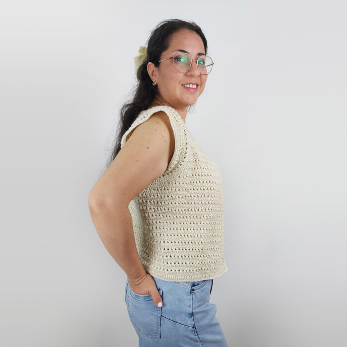 Chaleco Corto Tejido Beige - Imagen 5